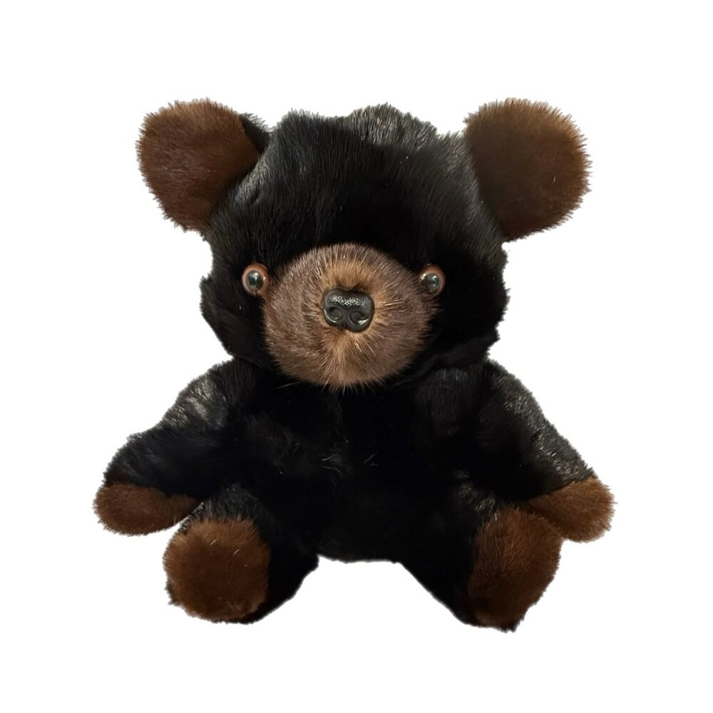 Black & Brown 9” Mink Teddy Bear Plush Vintage